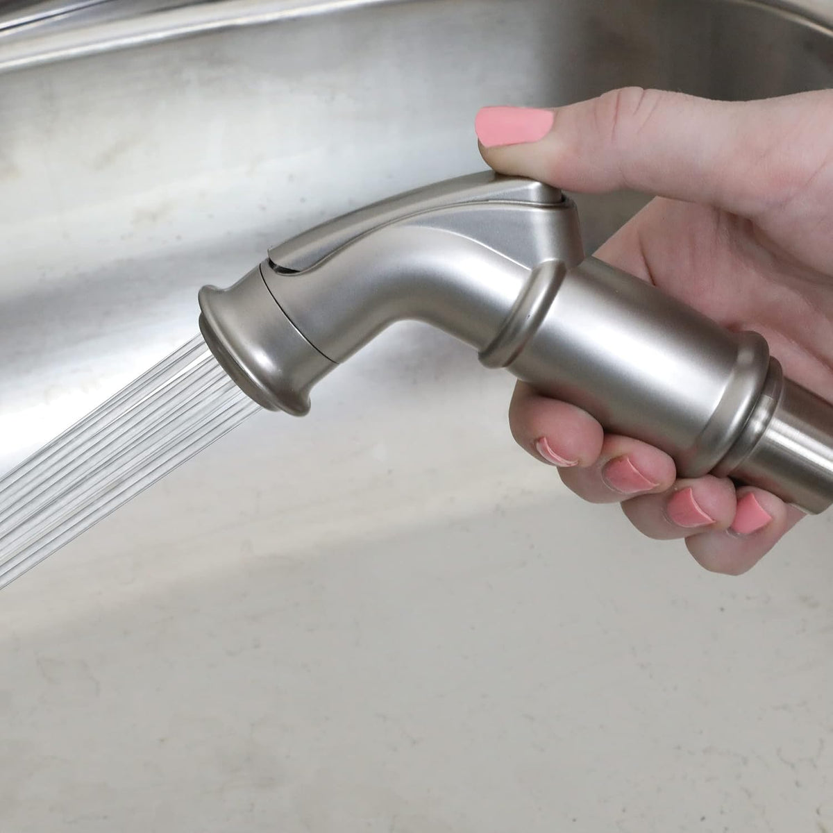 DANCO Kitchen Sink Side Spray with Guide, Brushed Nickel, 1-Pack (10335)