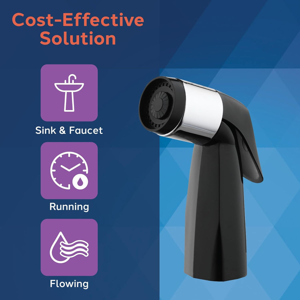 PlumbCraft Kitchen Sink Sprayer with Hose, Black, Thumb-Triggered