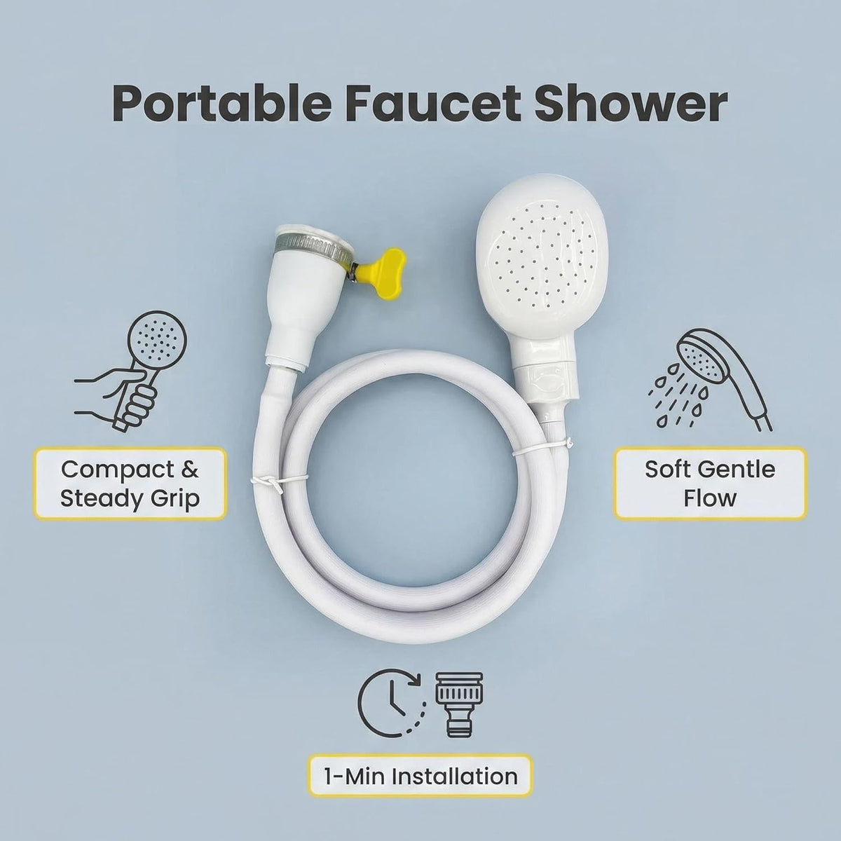 White Sink Spray Rubber Hose, PVC Sink Hose Attachment for Faucet Portable Sink Hose Faucet Sprayer, Shampoo Sprayer for Dog, Pets