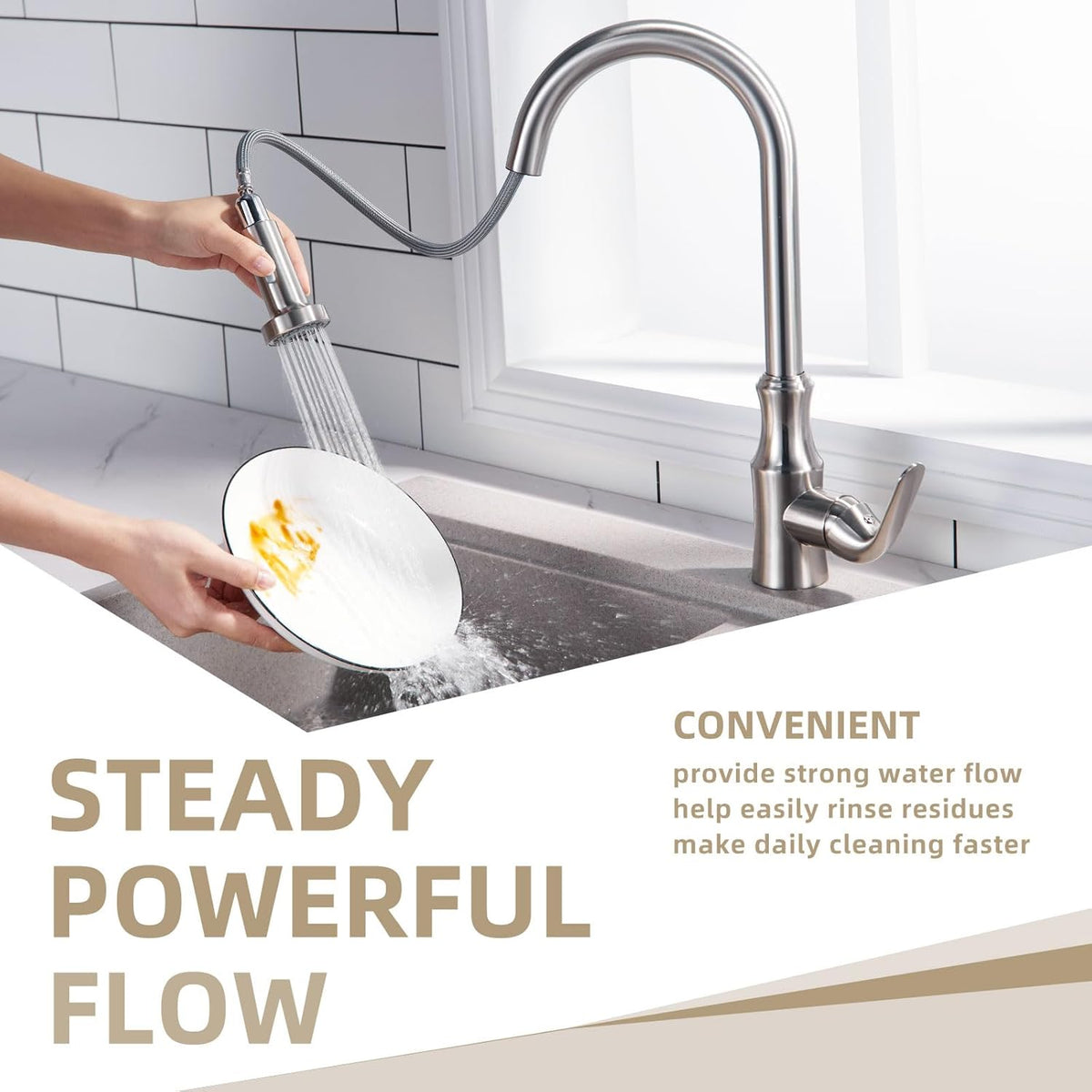 Angle Simple Kitchen Faucet Head Replacement, Sink Sprayer, Brushed Nickel