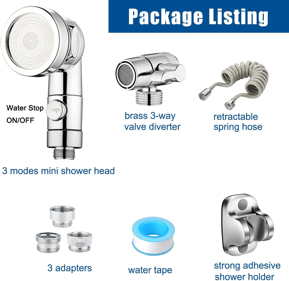 Sink Sprayer Attachment for Faucet, Kitchen Bathroom On/Off Handheld Shower Head with Flexible Hose, Faucet Aerator & Diverter Valve, Connect Different Sink Faucets, for Hair Washing Pet Shower
