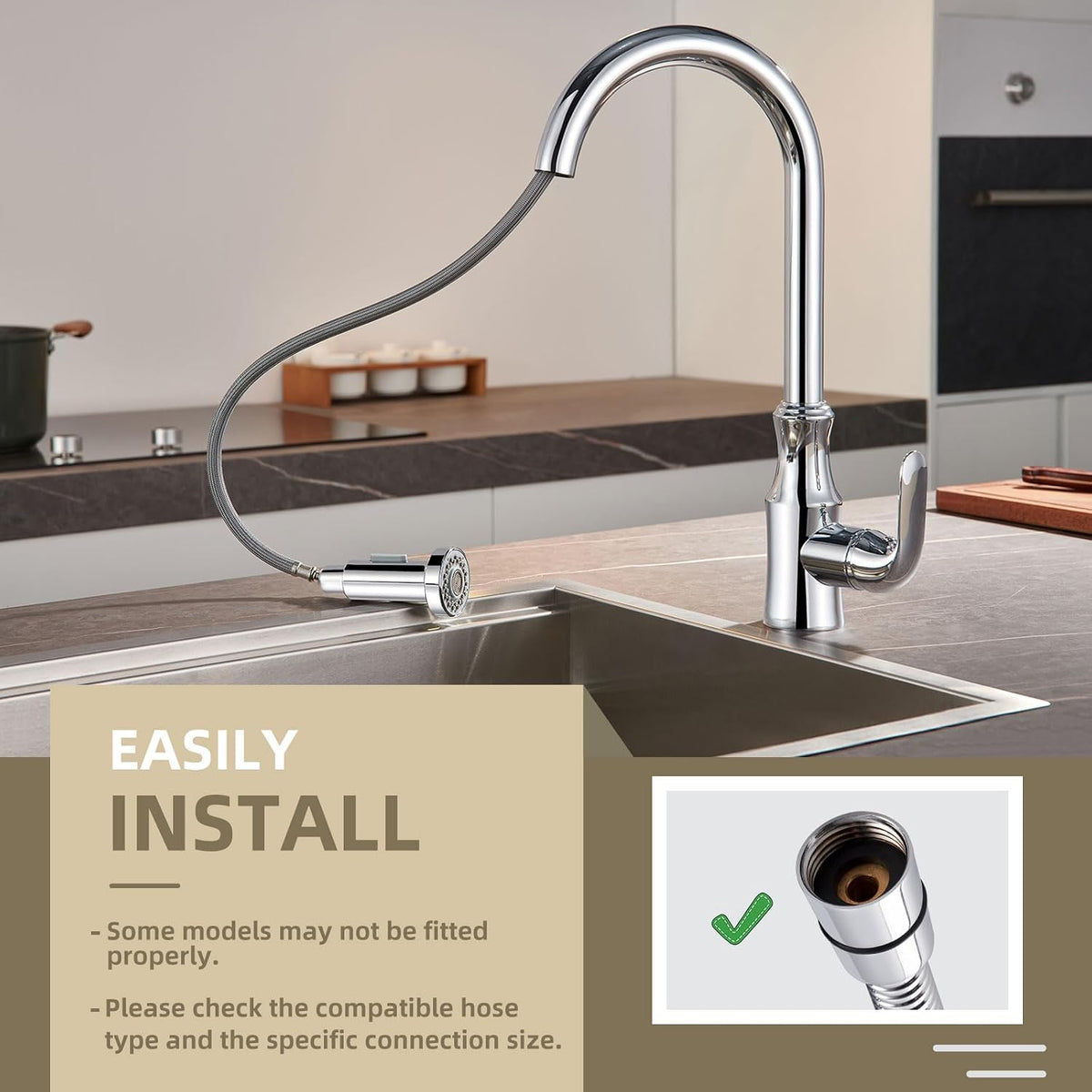 Angle Simple Faucet Head Replacement, Kitchen Sink Sprayer, Chrome
