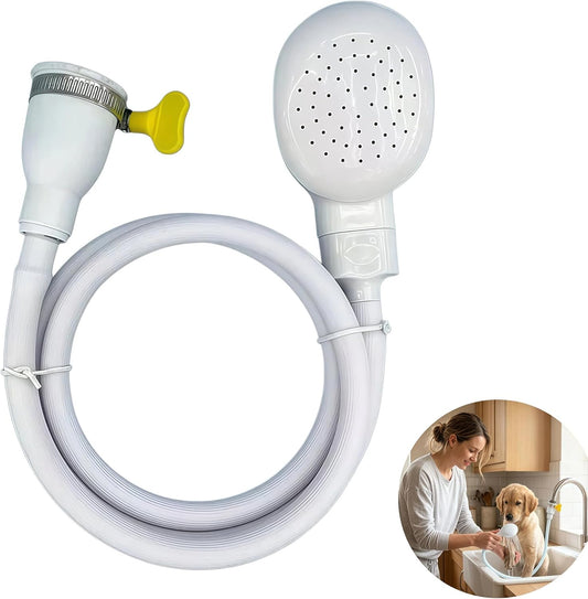 White Sink Spray Rubber Hose, PVC Sink Hose Attachment for Faucet Portable Sink Hose Faucet Sprayer, Shampoo Sprayer for Dog, Pets