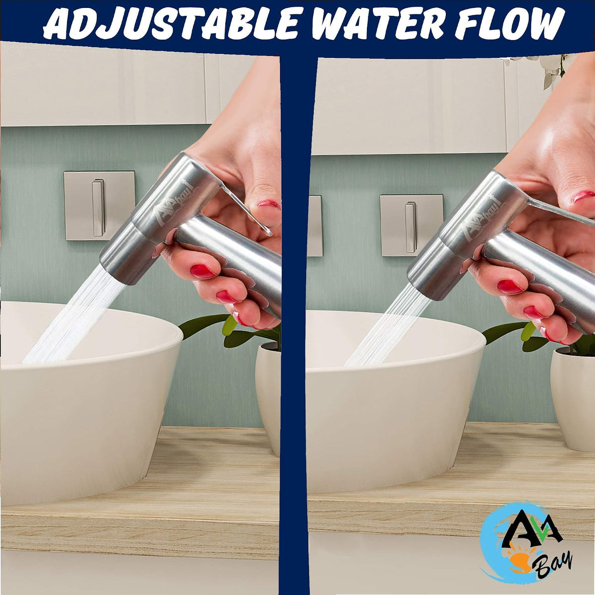 Stainless Steel Sprayer Head-Bidet Spray w/Brushed Chrome Finish - Cloth Diaper Shattaf - Pet Wash