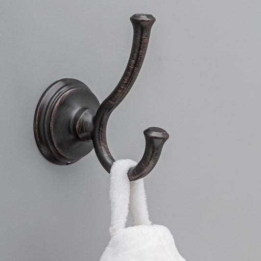 Delta Double Towel Hook for Bathroom or Kitchen| Venetian Bronze | Cassidy Accessories