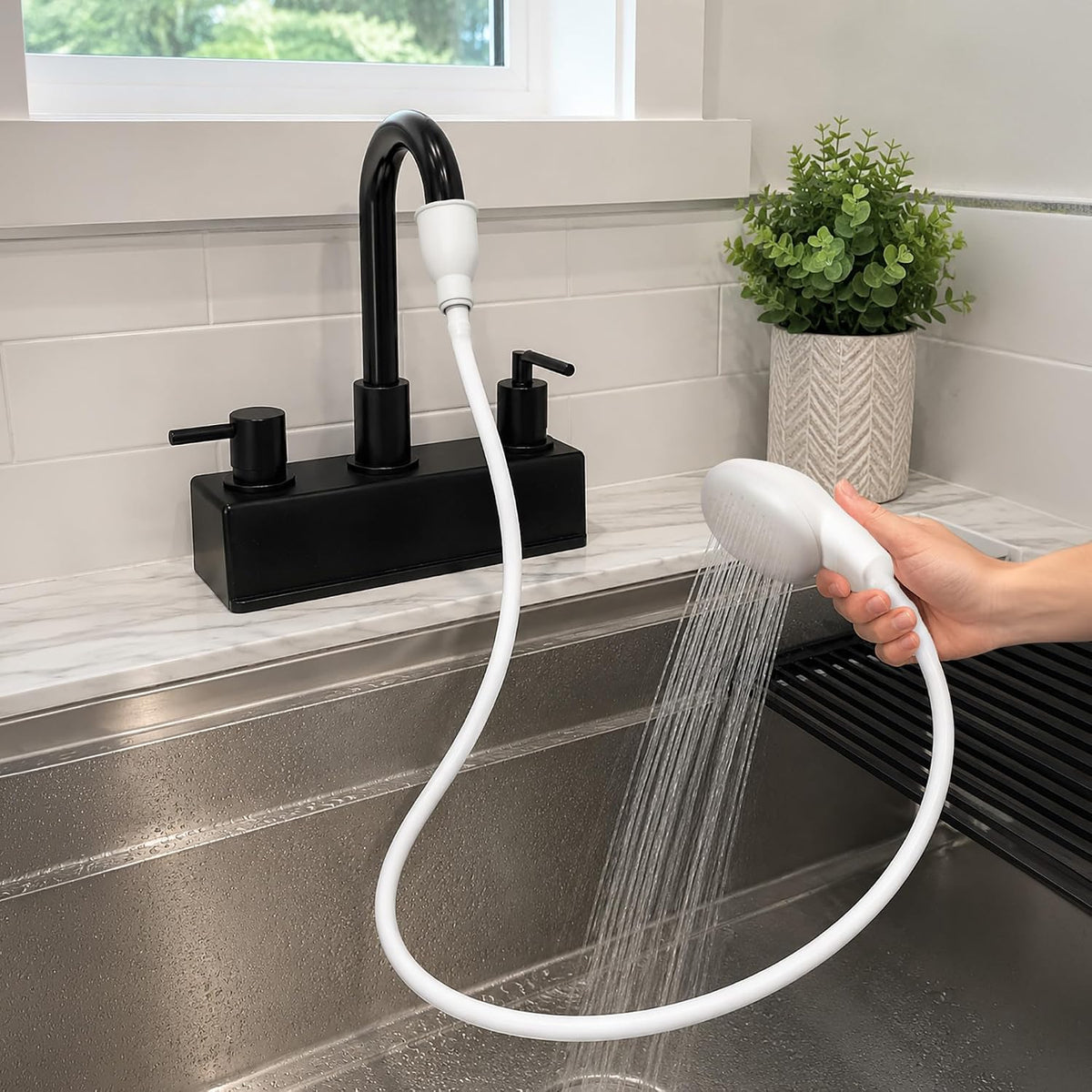 Diane Portable Shampoo Sink Spray Hose, 41.5" Long, 1" Diameter, White