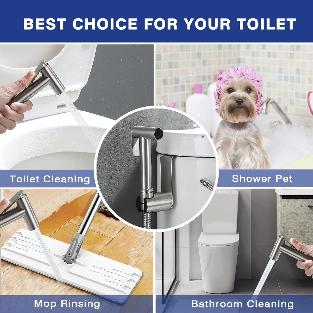Hands-Free Bidet Sprayer Head (Vintage Style,1-Pack, Brushed Nickel)