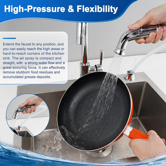 Universal Kitchen Sink Sprayer, Faucet Spray Head with Quick Adapter-Chrome