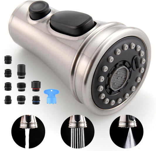 Kitchen Faucet Spray Head Replacement with 15 Adapters, Brushed Nickel