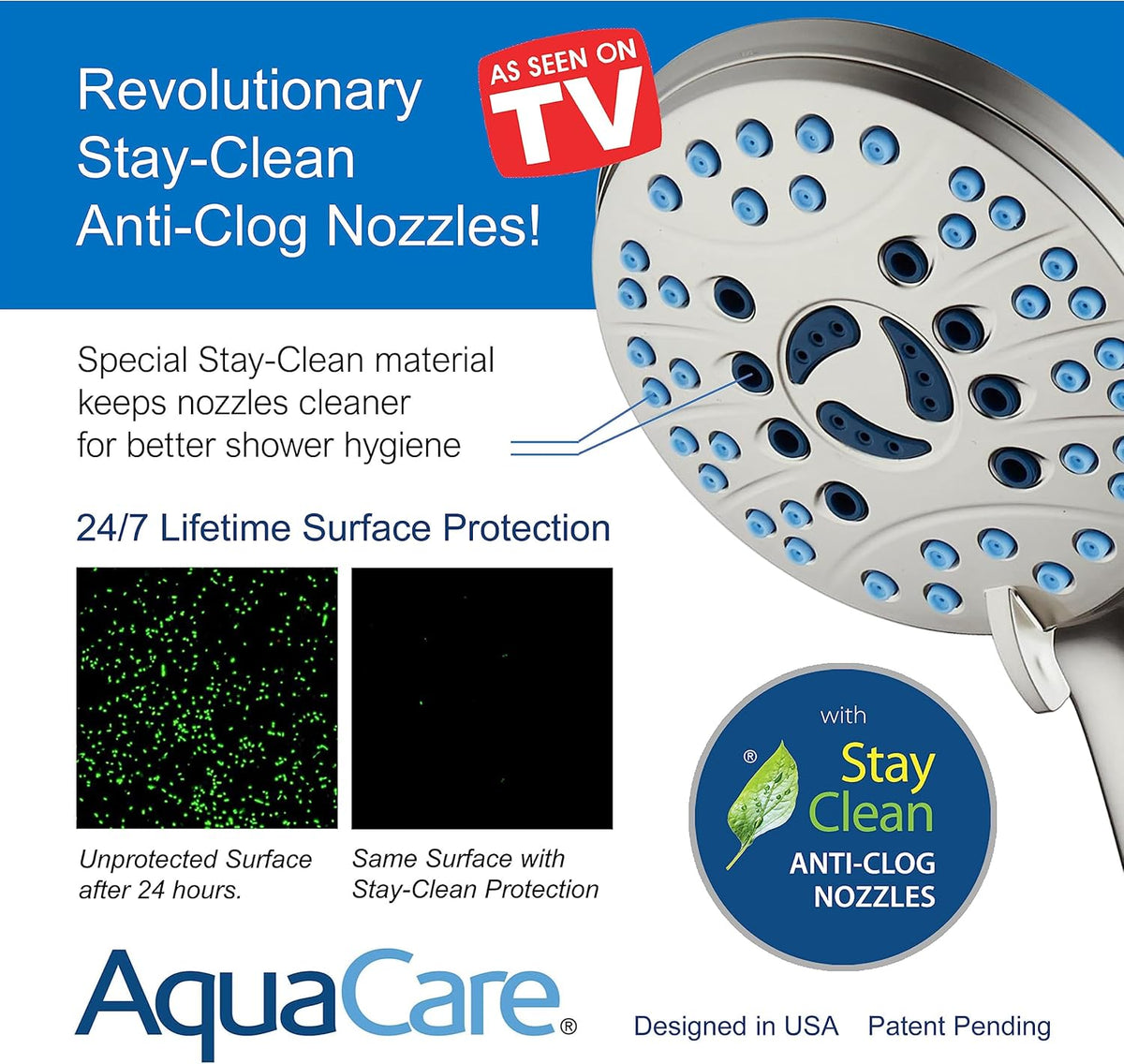 AquaCare 50-mode High Pressure Shower Head Combo with Arm & Dual Power Wash